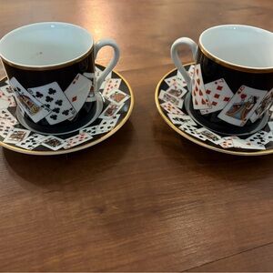 Tiffany & Co 2.5 Demitasse Cup & Saucer Playing Card Porcelain set of 2